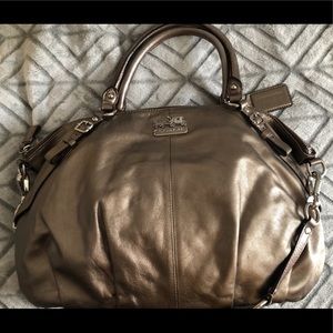 Coach Sophia Gunmetal Leather Satchel Handbag